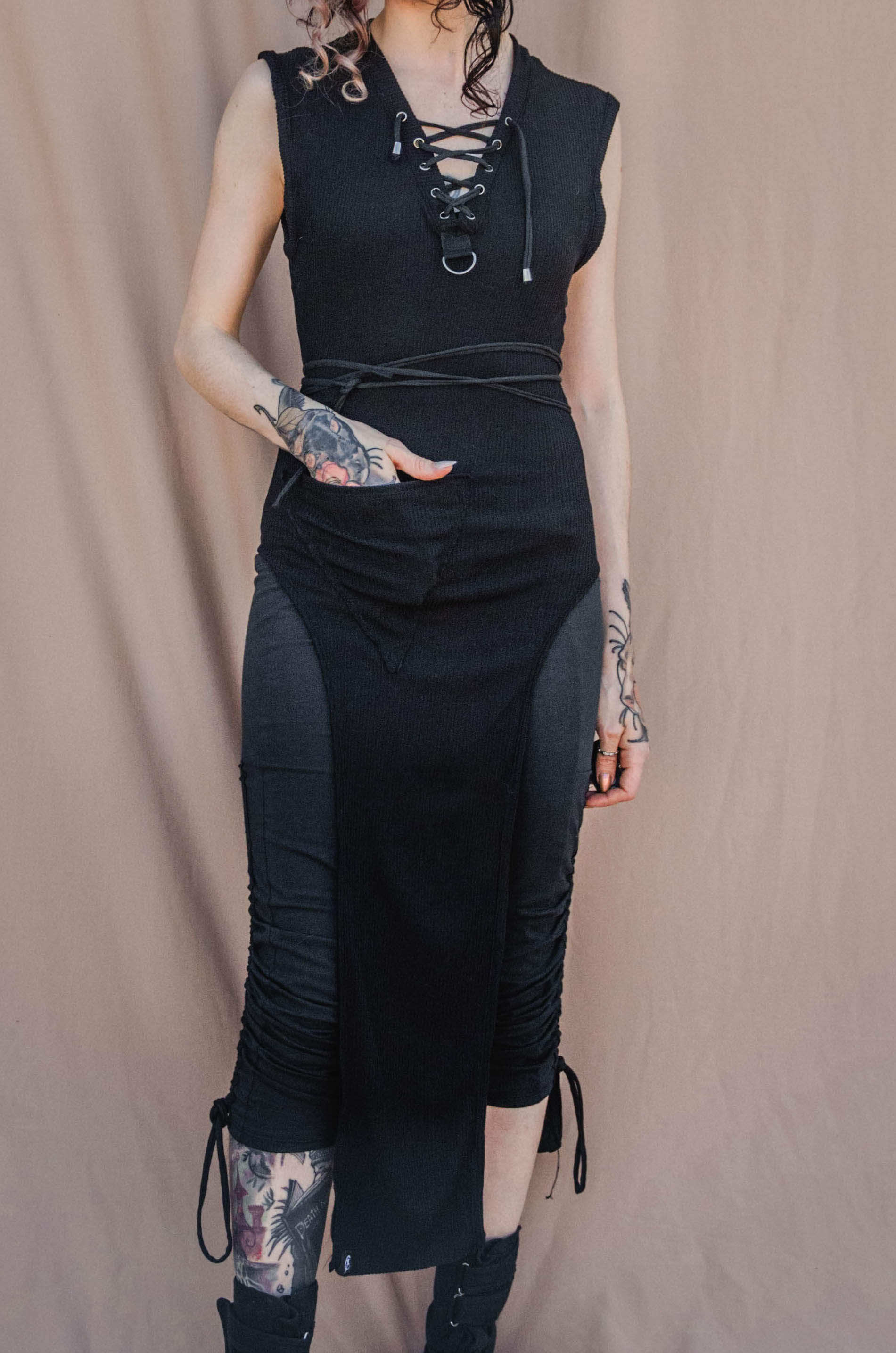 DOFOR long lace up tunic [Black]