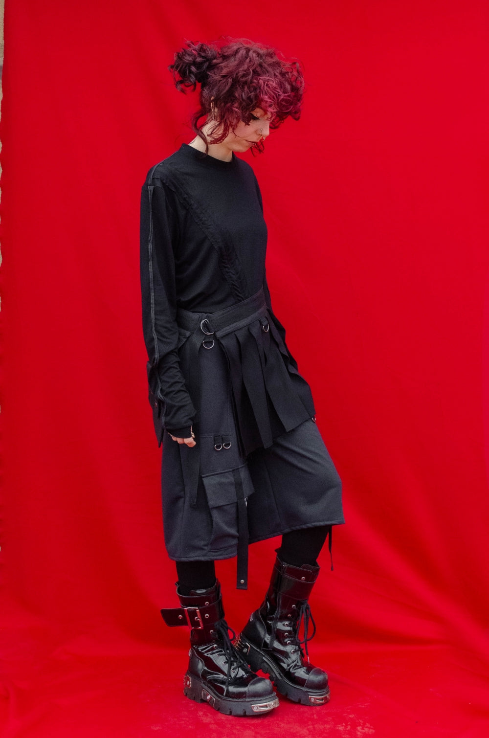 BLORN Asymmetrical cargo shorts [BLACK]