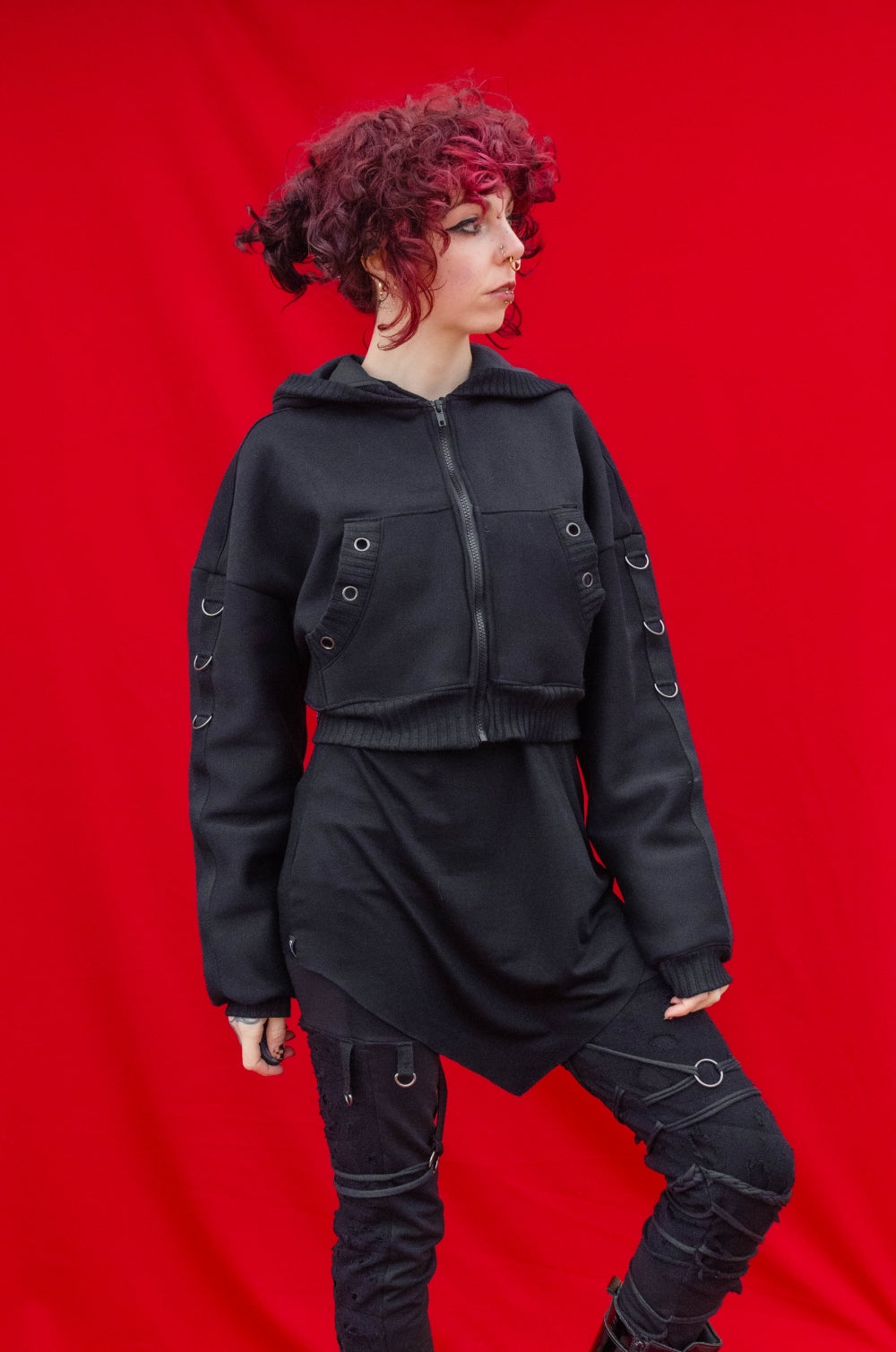 ORBON cropped hoodie [Black]