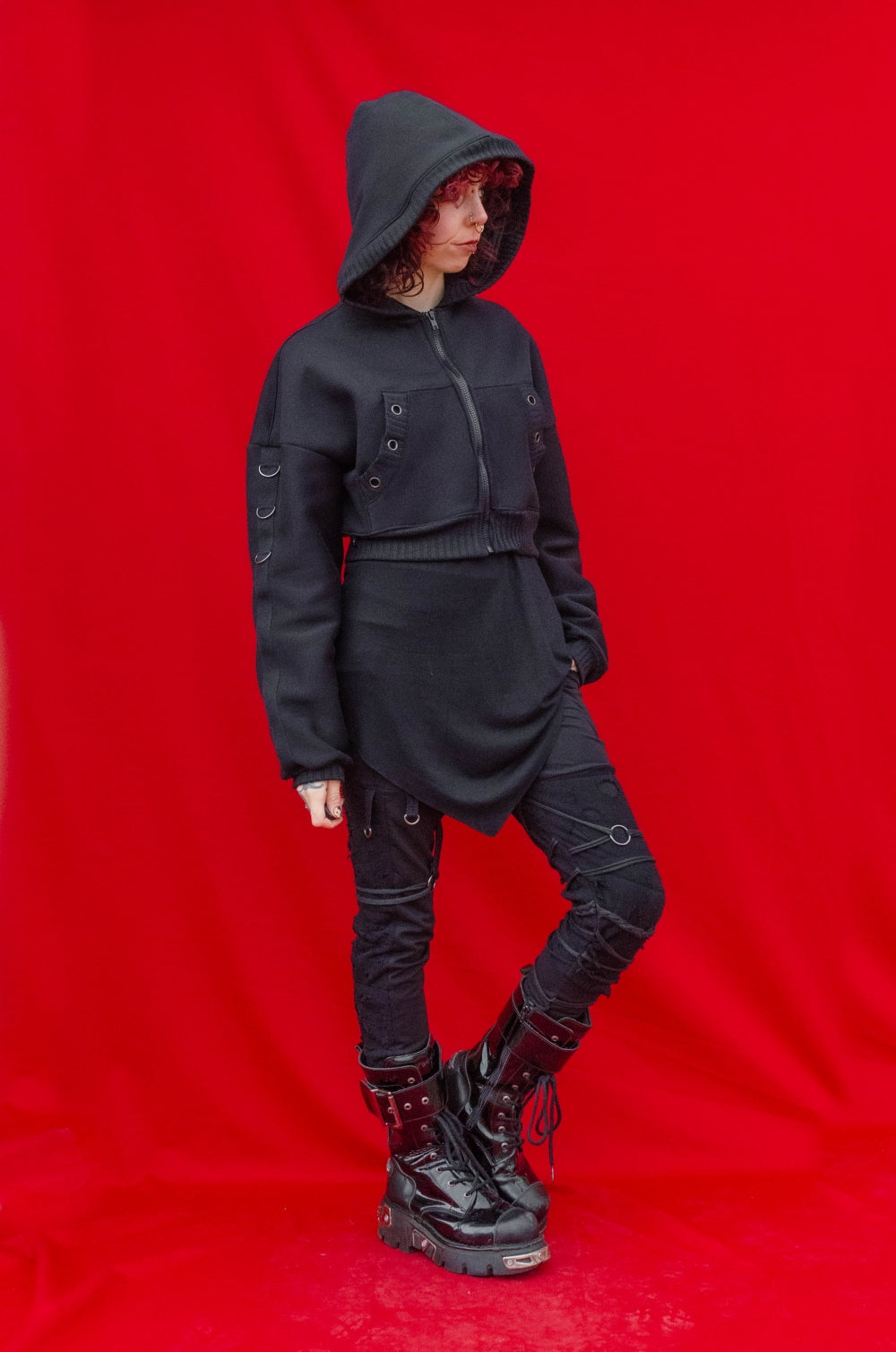 ORBON cropped hoodie [Black]