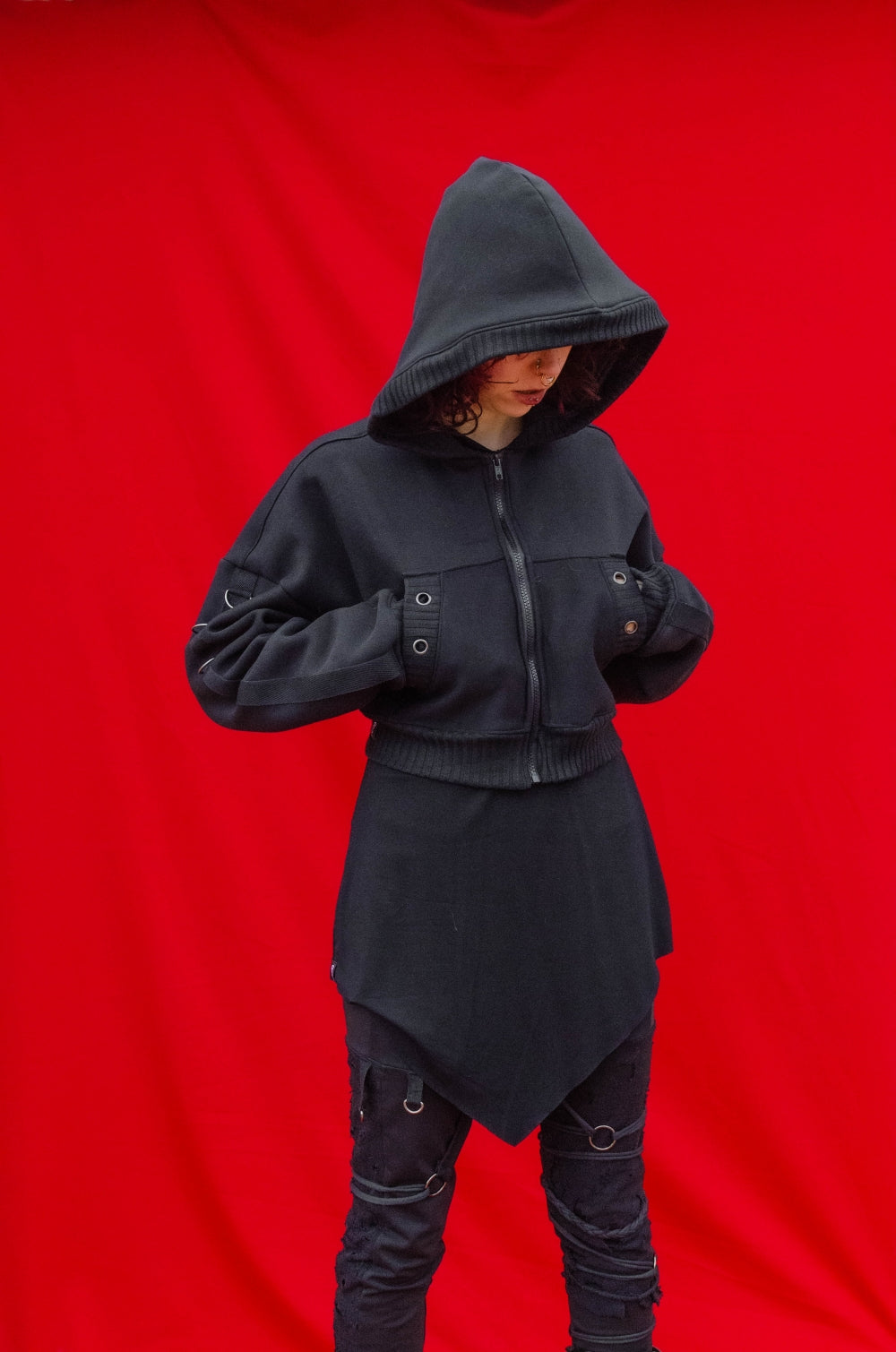 ORBON cropped hoodie [Black]