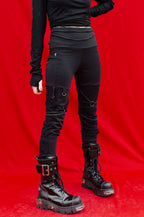 TRAPE Frayed with asymmetrical straps leggings [Black]