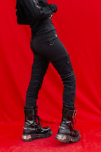 TRAPE Frayed with asymmetrical straps leggings [Black]