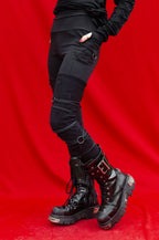 TRAPE Frayed with asymmetrical straps leggings [Black]