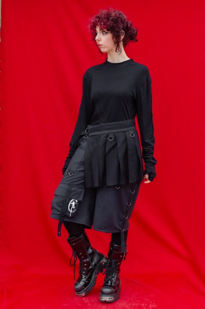 black unisex zero waste outfit by YNHOIA gothic cyberpunk style