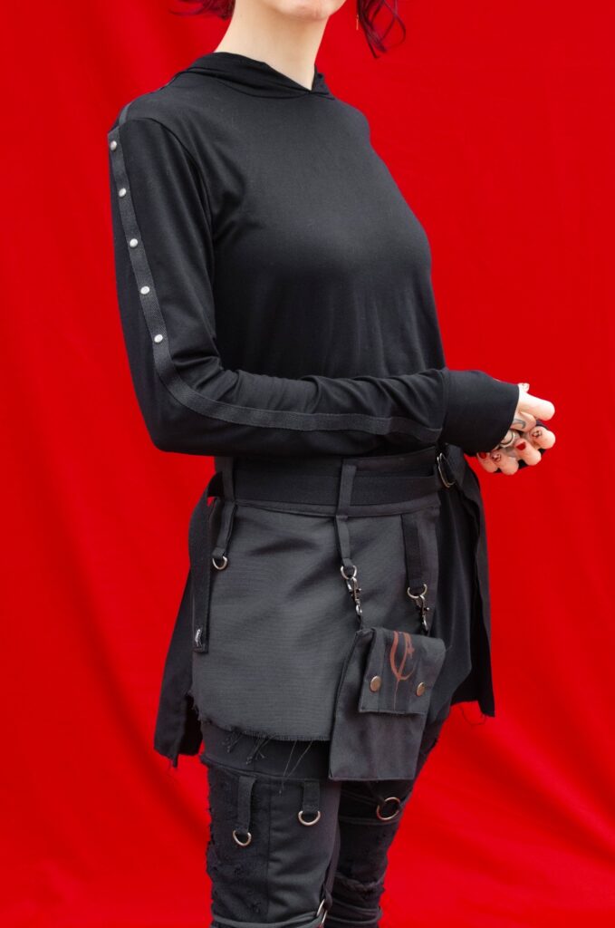 slow fashion detail made by YNHOIA zero waste and unisex outfit