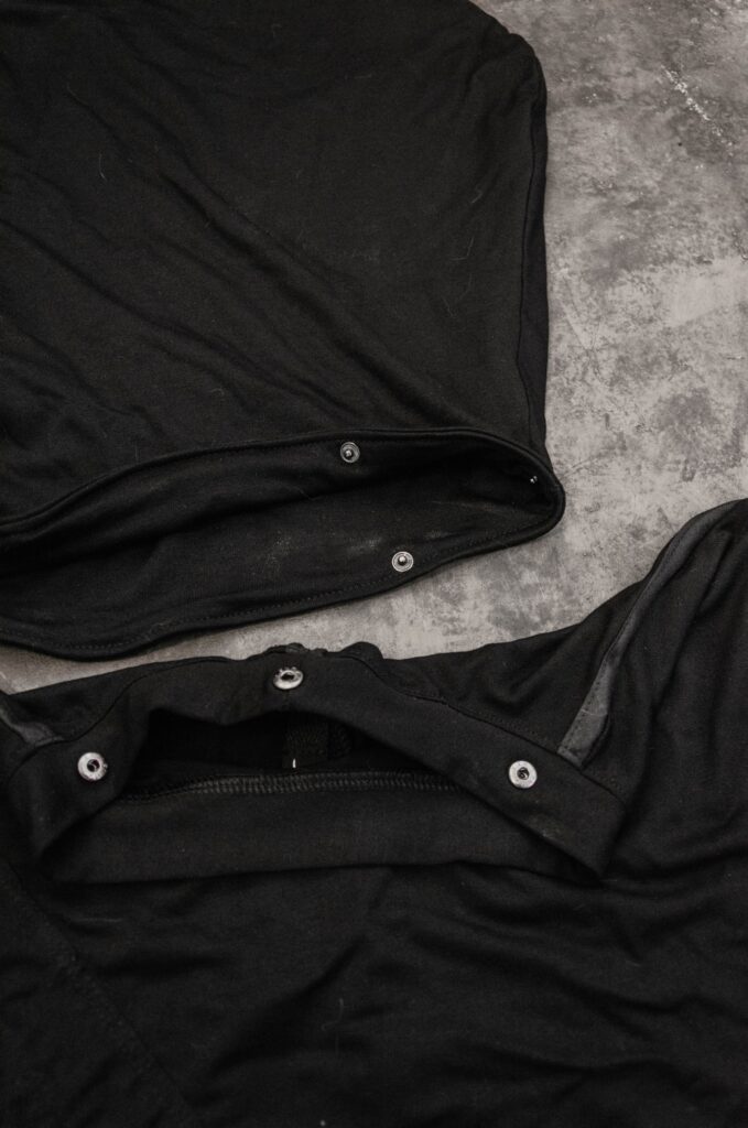 TERKRO unisex black gothic longsleeve detail of detachable hood made by YNHOIA