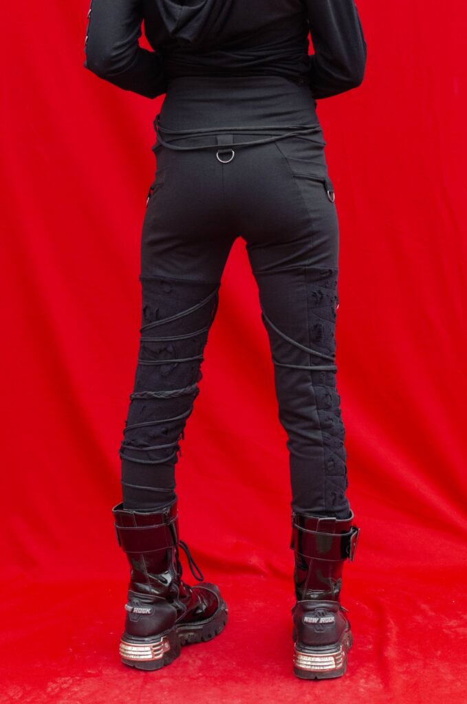 TRAPE gothic and cyberpunk techwear leggings made by YNHOIA