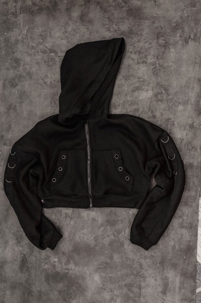 ORBON cropped hoodie detail made by YNHOIA