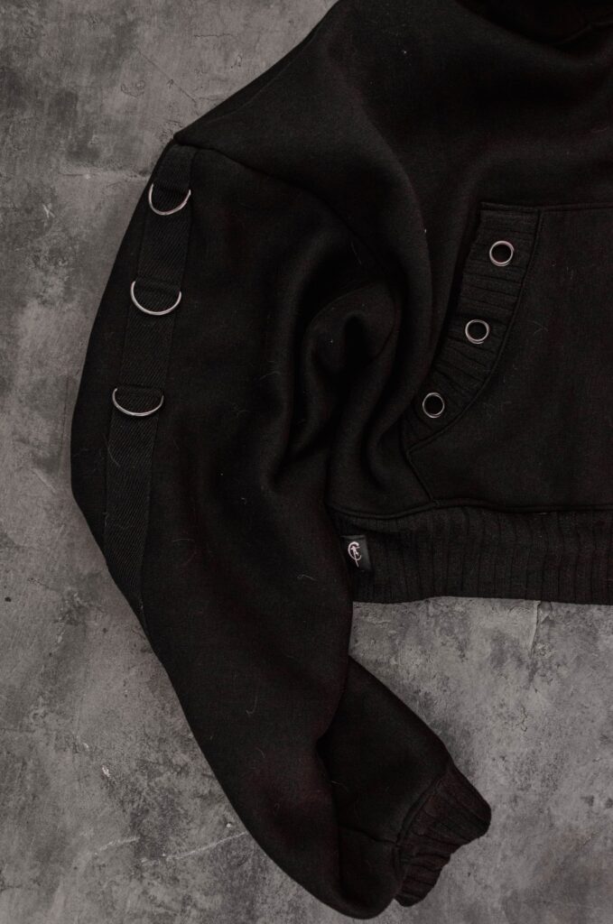 ORBON cropped hoodie detail made by YNHOIA